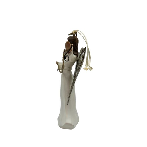 Dancing Angel Christmas Ornament White Resin Angelic Wings Holiday - Picture 2 of 5